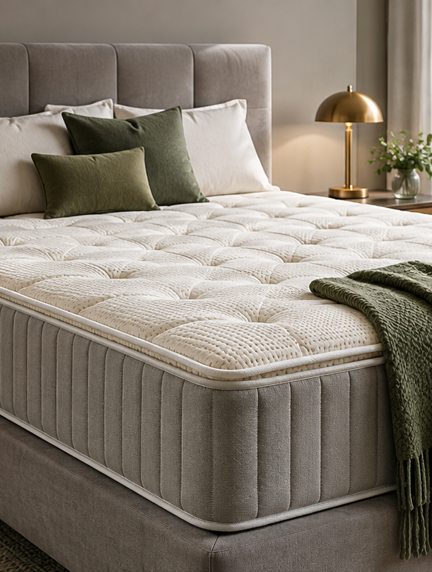 Latex mattress surface with breathable perforations